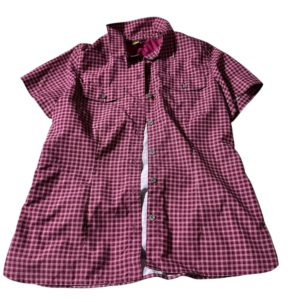 Eddie Bauer Women's Plaid Button-Down Shirt - Burgundy